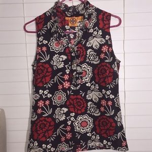 Tory Burch Blouse Short Sleeves, Size 6 - 100%silk